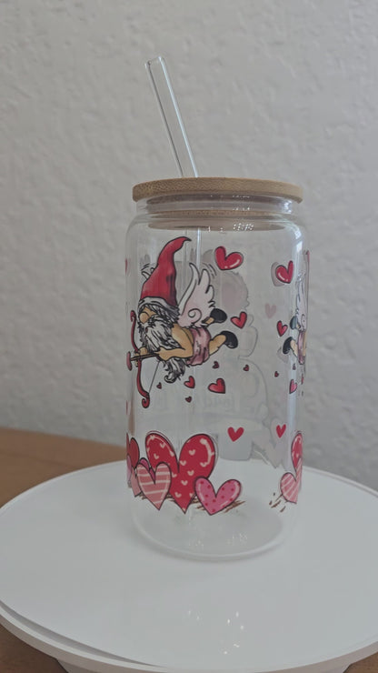 Glass Can Cup Loads of Love XOXO